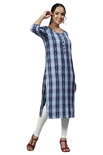 Image of Aurelia Women's Cotton Blend Regular Fit Geometric Print Kurta
