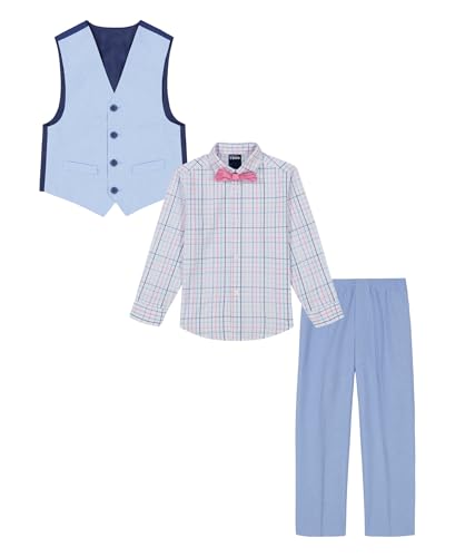 Image of IZOD Boys' 4-piece Formal Dress Up Suit Set, Vest, Pants, Collared Shirt, and Tie