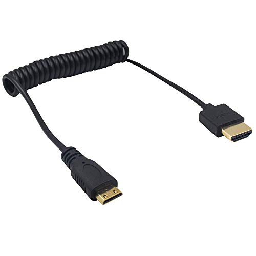 Duttek Mini Hdmi To Hdmi / Mini Hdmi Cable, Ultra-Thin Hdmi Male To Mini Hdmi Male Coiled Cable Support 4K Ultra Hd, 1080P, 3D,For Projector, Monitor, Camcorder(Hdmi 2.0) (1.2M/4Ft) #TOP1