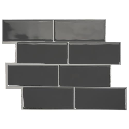 Smart Tiles Peel and Stick backsplash, Subway Charcoal Gray, 11.55"x8.38"