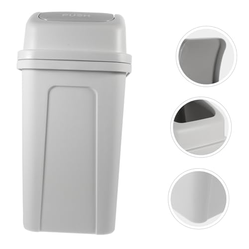 Caneca de basura rectangular con tapa blanca miniatura 3