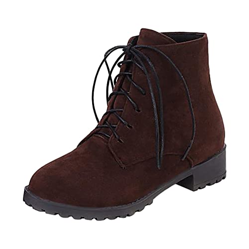 Cocila Botines De Flocado Sólido Tacón Bajo Otoño E Invierno para Mujer 2022 Planas Botas Altas Piel Marron Marrones Nieve Hombre Agua Barefoot Botin Cuña Bajas Antideslizantes Pelo con Zapatos