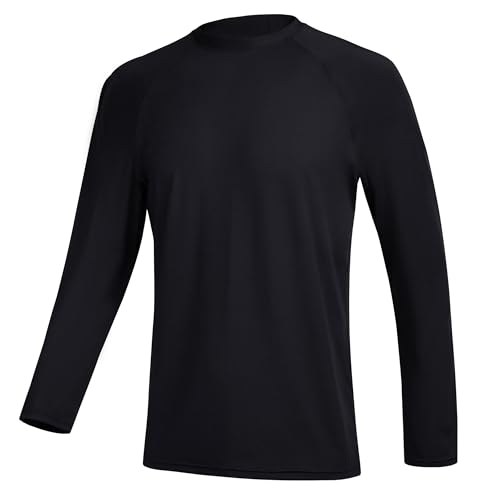 メンズ スイムシャツ ラッシュガード サンシャツ UPF 50+ UV 日焼け防止 アウトドア 長袖Tシャツ 水着 ブラック M（Amazon）