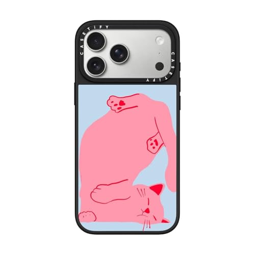 CASETiFY �~���[ iPhone 17 Pro Max �P�[�X [����(�X�}�z�J�o�[) / MagSafe�Ή�/�w��h�~] - Sleepy Cat - �V���o�[ (�u���b�N�o���p�[)