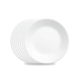 Corelle Vitrelle 8-Piece (6.75') Salad Appetizer Plates Set, Triple Layer Glass and Chip Resistant, Lightweight Round 6-3/4-inch Plates, Winter Frost White