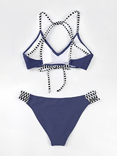 Cupshe Women's Green Floral V Neck Lace Up Bikini,M #TOP5