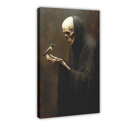 Life And Death Wall Art, Grim Reaper Angel Skeleton Skull,