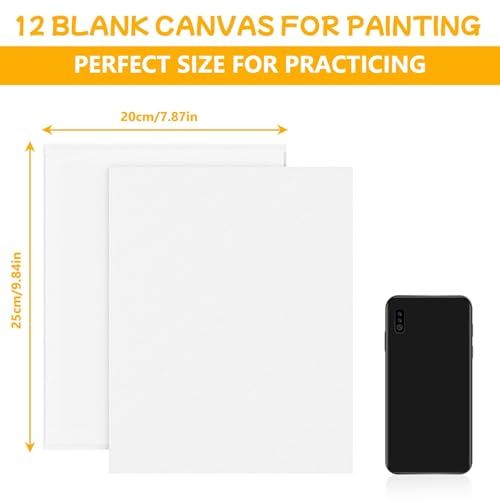 Koncci Canvas for Painting 20x25 cm-12 Packs 3 MM Cotton Blank Art Canvases Panels, Pre-Stretched Canvas Board, for Acrylic, Oil Painting Wet Art Media Projects - Image 4