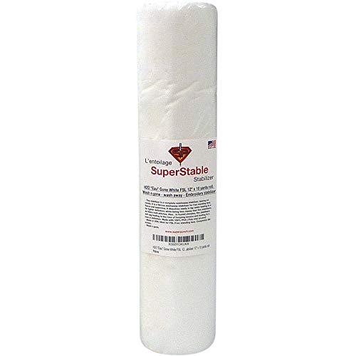 H2O"Eau" Gone White FSL 12 inch x 10 Yard Roll. Wash n Gone - Wash Away - SuperStable Embroidery Stabilizer Backing