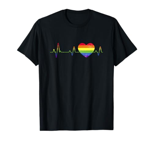 Heartbeat LGBT Flag Pride Month Lesbian Apparel Gay Pride T-Shirt