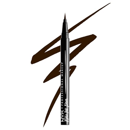 NYX Professional Makeup Eyeliner Epic Ink, Punta Ultra Sottile, Formula Pigmentata, Waterproof, Marrone
