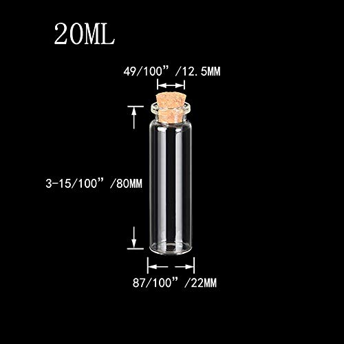 100pcs 20ml Bouteille en Verre Transparent avec Bouchon en Liège,pour la décoration de Bricolage,parfums, Huiles, épices, Breloques, Mariage, Stockage Bijoux, Diamètre 22mm (20ml) - Image 3