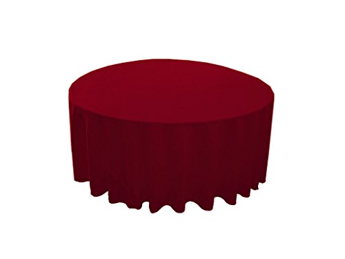 LA Linen Polyester Poplin Washable Round Tablecloth, Stain and Wrinkle Resistant Table Cover 120", Fabric Table Cloth for Dinning, Kitchen, Party, Holiday 120-Inch, Cranberry, (TCPop120R_Cranberry)