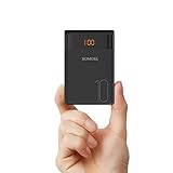 ROMOSS 10000mAh Mini Portable Charger External Battery Packs with Dual USB Output 2.1A LCD Display Perfect Carry for Travel, Compatible for iPhone X 10 8 Plus, Samsung Galaxy S8, Tablets More(Black)