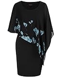 Hanna Nikole Women's Plus Size Sleeveless Flower Printed Asymmetric Chiffon Overlay Dress 16W