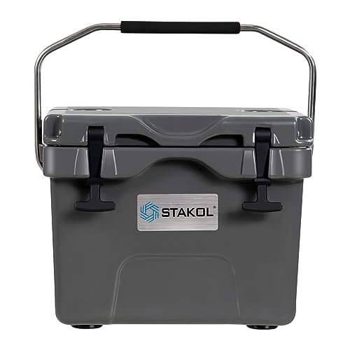 GOPLUS - Refrigerador rígido de 15 L para alimentos y bebidas, refrigerador térmico portátil con asa, tapón de drenaje y 2 portavasos, para camping, pícnic, pesca (gris)