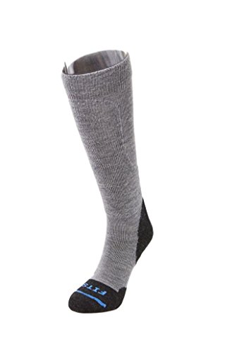 FITS Light Ski Sock – Over the Calf Lightweight Wool Compression for Winter Sports - Light Grey - X-Large