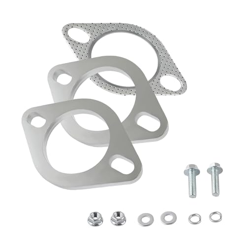 Yekoaru 2 PCS Car Exhaust Flange Repair Kit, Stainless Steel Exhaust Gasket, Exhaust Flange & Exhaust Gasket Kit with Bolts, Universal for Most Cars (1.85in)