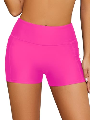 SHEKINI Costume da bagno corto da donna, a vita alta,