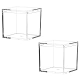 Dayaanee Small Acrylic Box Clear, 2Pcs Plastic Square Cube Containers with Lid Storage Box 2.2x2.2x2.2Inch/55X55X55mm for Candy Pill and Tiny Jewelry