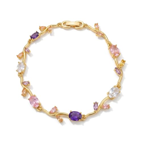 Image of 18K Gold Plated Stylish Chain Bracelet for Women & Girls | Trendy Unique Diamond Tennis Charm Link Tulip Everyday Instagram Viral Jewellery
