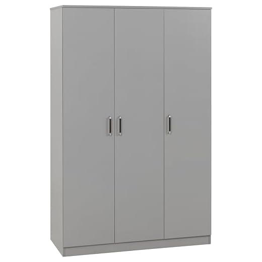 Seconique Dakota 3 Door Wardrobe in Light Grey