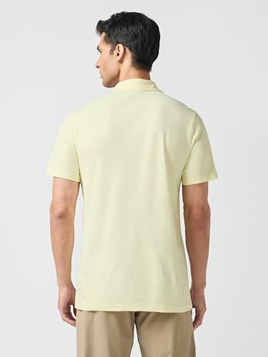 Image of TECHNOSPORT Men's Solid Slim Fit Polo Collar T-Shirt COTFLEX Half Sleeve Button Polyester for Gym Running Workout UPF50+ Anti Odour