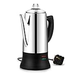 KFO 12-Cup (1.2L) Electric Coffee Percolator - CE Certified Percolator Coffee Maker with 360° Rotating Base & Anti-Slip Design | Heat-Resistant Glass Lid & Cordless Server for Home/Office Use
