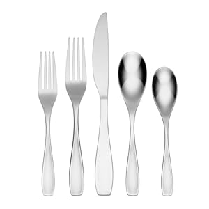 Oneida Calm 45 Piece Everyday Flatware 18/0 Stainless Steel, Service for 8, Silverware Set