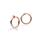 [Puente] 両耳セット 穴不要 太め フェイクピアス ピンク ピンクゴールド フープピアス リング メンズ レディース フープ シンプル リング ピアス イヤリング イヤーカフ ノンホールピアス 落ちない 挟む 太 太い 太目 13mm (ピンクゴールド, 13)
