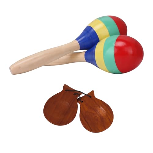Castagnettes en acajou professionnel et maracas en bois pour concert
