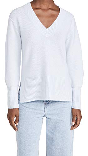 Image of Vince, Women's, Ribbed Hem V-Neck Tunic, Heather Powder Blue, Medium
