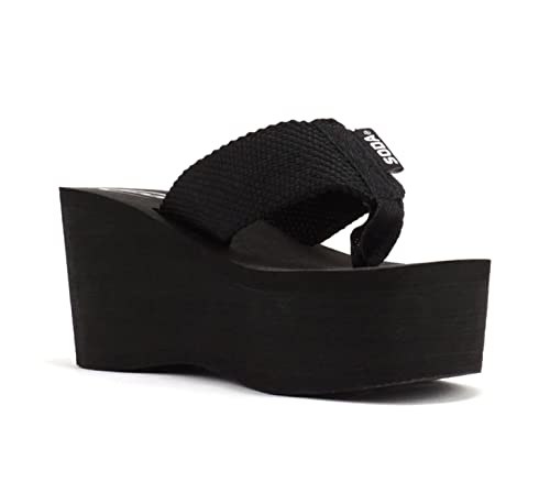 Soda Womens Oxley-S Flip Flop Sandals,Black Pu,7 #TOP6