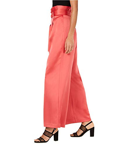 Bar III Women's Satin Belted Paperbag-Waist Wide-Leg Pants3