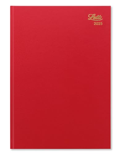 Image of Letts of London Standard A4 day to a page 2025 diary - red