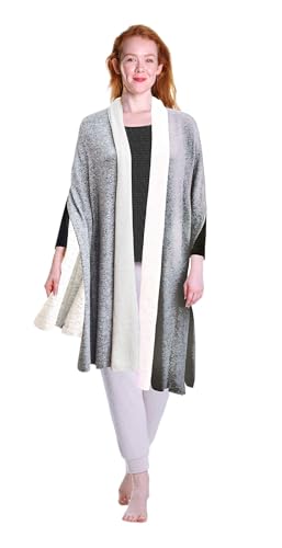 LA CERA Women's Reversible Wrap Shawl, 80% Rayon, 15% Polyester, 5% Spandex, Two Tone Reversible Design, Machine Wash