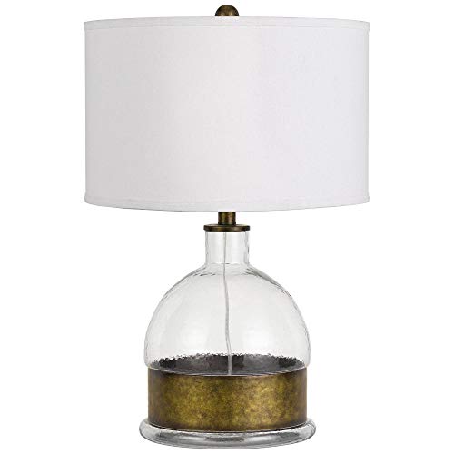 Cal Lighting BO-2809TB Transitional One Light Table Lamp from Rapallo Collection in Glass/Brass - Antique Finish, 16.00 inches