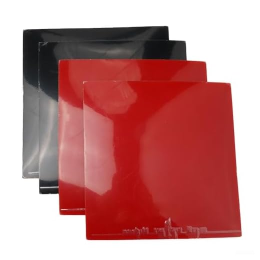 4 Pcs Table Tennis Rubber Hard Sponge, Ping Pong Rubber Fast Attack, Table Tennis Bat Replacement Rubbers Sheet For Table Tennis (2x Black Table Tennis Rubber and 2x Red Table Tennis Rubber)