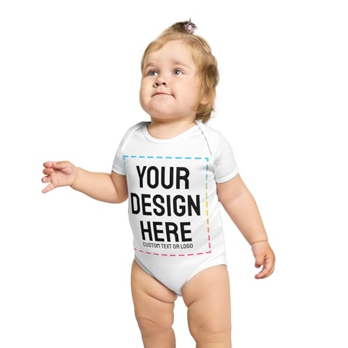 Personalized Custom Kids Baby Romper Onesie T-shirt Bodysuit Add Your Own Text Image Photo of Boy Girl 100% Polyester White3