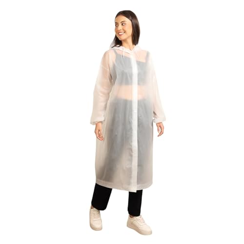 Image of Citizen Eco-Friendly EVA Poncho Raincoat for Men & Women, Lightweight Waterproof Coat with Hood, Adjustable Drawstring, Button Closure Outdoor Rainwear