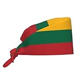 WHJSHOP Atmungsaktive Arbeitsmütze, Flagge von Litauen, bedruckt, für Koch, Krankenpflege, Spa, Gesichtspflege, Fitness, Schwarz
