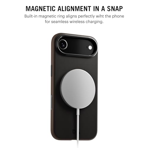 Image of DailyObjects Leatherite Case for iPhone Air Compatible with MagSafe Wireless Charging | Black-Beige Hybrid Magnetic Back Cover