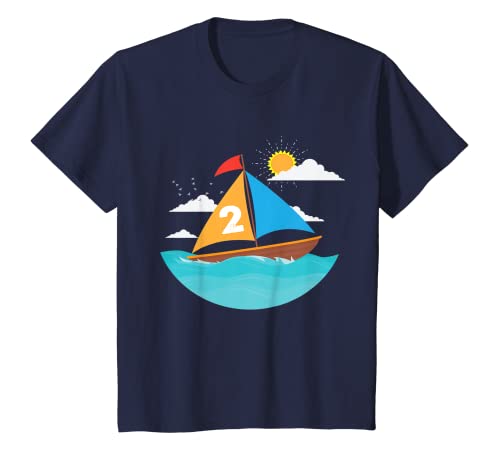 Niños 2º cumpleaños fiesta 2 años velero velero barco capitán Camiseta