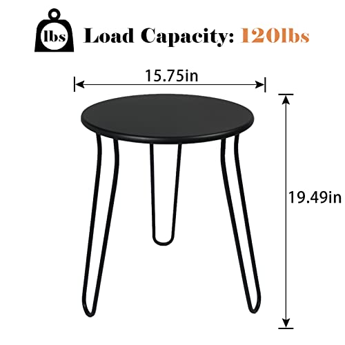 NAISQAQ Small Patio Side Table, Weather Resistant Anti-Rust Outdoor Metal Patio Round End Table, Outdoor End Table for Garden, Porch, Balcony, Yard, (Black) by NAISQAQ - Used condition - Image 2