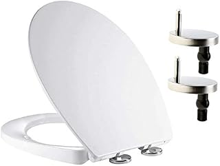 AAN® Heavy Duty Slow Close Oval Toilet Seat Anti Bacterial Durable Soft Close Cover Quick Release for Easy Cleaning Easy Dual Fixing (Top & Bottom) UF (Urea-Formaldehyde) White