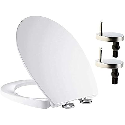 AAN® Heavy Duty Slow Close Oval Toilet Seat Anti Bacterial Durable Soft Close Cover Quick Release for Easy Cleaning Easy Dual Fixing (Top & Bottom) UF (Urea-Formaldehyde) White Cover