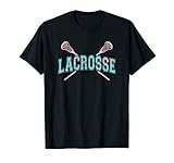 Floral Lacrosse Crossed Sticks LAX Girly Teal PInk Head Girl T-Shirt