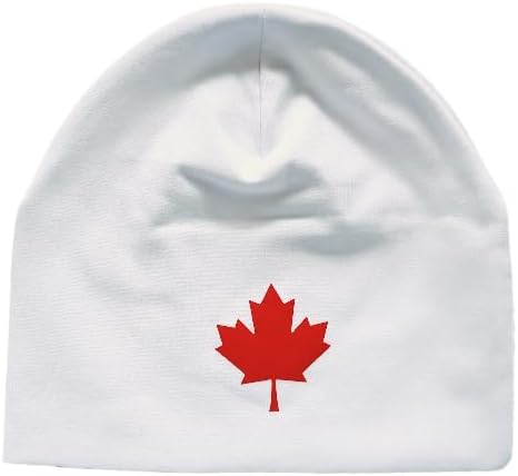 2-Piece Baby Canada Set, Custom Handmade Canada Maple Leaf Long Sleeve Footed Zippered Baby Bodysuit and Hat Set - Image 3