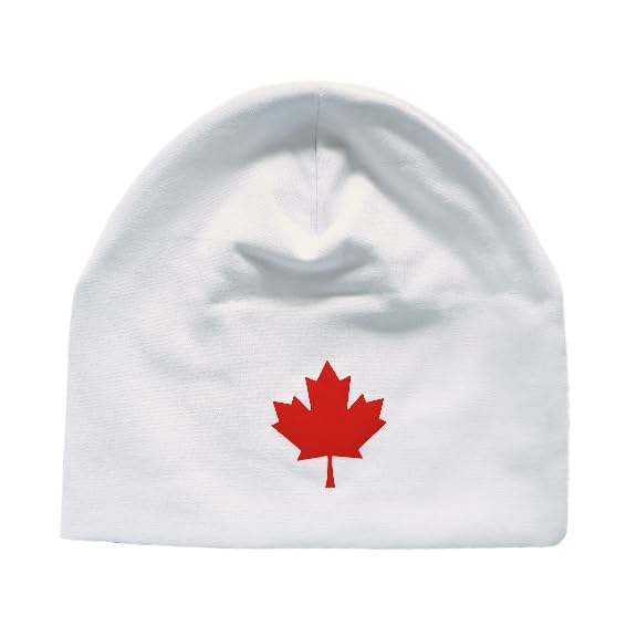 2-Piece Baby Canada Set, Custom Handmade Canada Maple Leaf Long Sleeve Footed Zippered Baby Bodysuit and Hat Set (Bright Red, 3-6 months) - Image 3