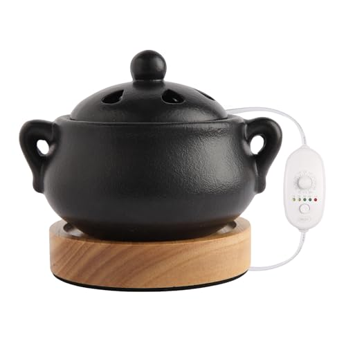 Electric Incense Heater with Adjustable Timer Bakhoor Burner Electric Bukhoor Burners for Frankincense Resin Oud Power Charcoal Free No Open Flame Safer Black